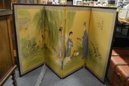 A Chinese painted folding small screen.