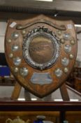 An inter-departmental tug of war trophy shield presented by W & T Avery Limited 1930.