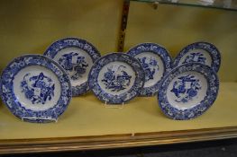 Six Masons blue and white plates.