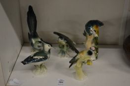 A small group of Continental porcelain birds.