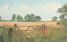 Pamela Derry (20th Century) (1932-2002) Countryside views, along the lane and poppies by a gate,