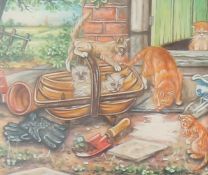 Christopher Whitford, Cat with kittens playing in a trug and another of cat and kittens playing with