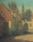 Frederick Wilhelm Svendsen (1884-1975) Danish, A courtyard, oil on canvas, signed, 19.75