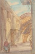 Two watercolours of Italian street scenes, both 11.5