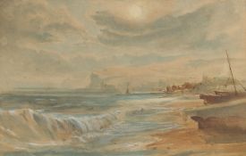 Circle of J.F. Branegan, A coastal scene with waves coming ashore, watercolour, 10.25