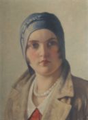 Attributed to Sophus Jensen, circa 1930, Lovely Portrait of Hans Datter, oil on canvas,