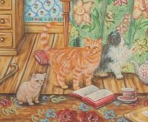 Christopher Whitford, Cats and a kitten in an interior along with kittens playing with a pile of