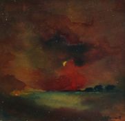 Ingrid Barron, A moonlit landscape, oil on panel, signed, 4