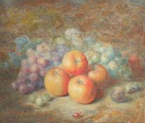 Circle of Oliver Clare, A still life of fruit, apples and grapes, oil on canvas, indistinctly
