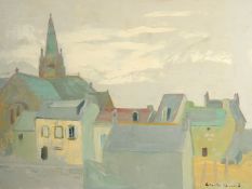 Claude Benard (b. 1926) French, a view of rooftops in a town, oil on canvas, signed, 18