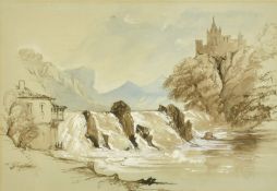 James Duffield Harding (1793-1863) The Rheinfall (Rhine Falls, Switzerland), pen and ink with