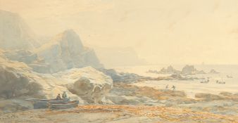 Thomas Hart (1830-1916) 'Morning on the Cornish coast' watercolour, signed, 7