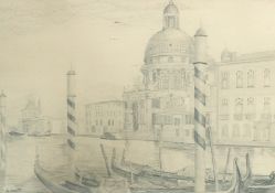 Early 20th Century, a pencil sketch of the Grand Canal, Venice, indistinctly signed, 12.5