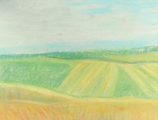 Jeff Hoare (1923-2019) British, 'The Harvest', pastel, titled verso, 18
