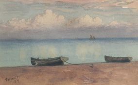 A.R. Collis, 'Late evening, sky, Torcross, South Devon', watercolour, inscribed, label verso, 3.