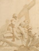 After Tiepolo, two sepia prints, Decent from the cross 12.5