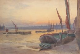 W.A. Moody (19th/20th Century) Thames view with boats, watercolour, signed and dated '04, 18