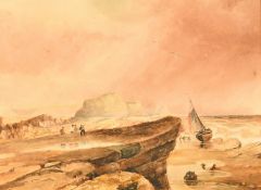 Henry Barlow Carter (1804-1868) British, 'South of Runswick Bay, Yorkshire', watercolour, signed,