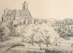 A View of a Cathedral, etching, sighed in pencil, 7.25