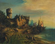 E.W. Moule, (20th Century) A gothic coastal scene, oil on canvas, signed and dated 1940, 19