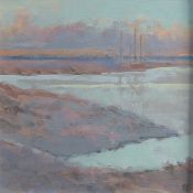 Circle of Fred Cuming, 'Evening light, Hayle estuary', oil on board, signed and inscribed verso, 7.