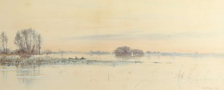Robert Winter Fraser (1848-1906) 'On Wroxham Broad', watercolour, signed, inscribed and dated '93,