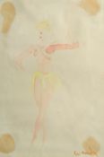 Early 20th Century, A female ballet dancer in costume, watercolour, signed, 7.5