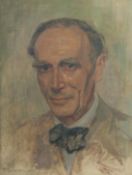 Messerschmidt, circa 1930, Portrait of a man wearing a black bow tie, oil on canvas, signed, 17.
