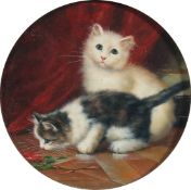 20th Century, A group of kittens, oils on panel, both 6.75