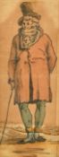 T. Rowlandson, Study of a gentleman with a walking cane, ink and wash, 6.25