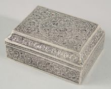 A FINE 19TH CENTURY INDIAN KARIMNAGAR FILIGREE BOX, 10.5cm x 8cm.