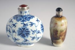 TWO CHINESE SNUFF BOTTLES, 8cm and 7.5cm high, (2).