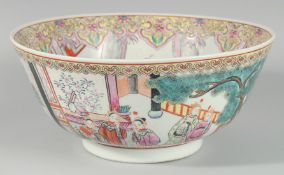 A LARGE CHINESE FAMILLE ROSE PORCELAIN 'HUNDRED BOYS' PUNCH BOWL, the base with character mark, 35.