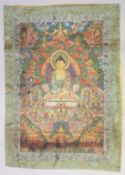 A TIBETAN SILK THANGKA.