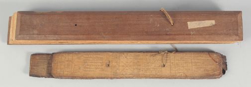 A HEBREW SCRIPT BOOK with wooden ends.