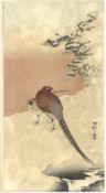 KOSON OHARA (1877-1945); BIRDS AND FLOWERS, two original early 20th century Japanese woodblock