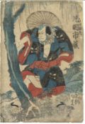 KUNISADA I UTAGAWA (1786-1865); KABUKI ACTORS, three early 19th century original Japanese