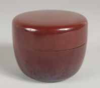 A JAPANESE LACQUER NATSUME / TEA CADDY, with draw-string sleeve in original fitted box, 7.5cm