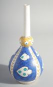 A KUTAHYA GLAZED POTTERY ROSEWATER SPRINKLER, 23cm high.