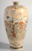 A SMALL JAPANESE SATSUMA VASE, painted with a panel of figures to one side, the other side with a