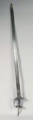 A GOOD 19TH CENTURY INDIAN TULWAR SWORD, with triple fullered straight tapering blade, chased handle