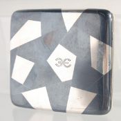 A JAPANESE MIXED METAL SHAKUDO, SHIBUICHI AND SILVER CIGARETTE CASE, 8cm x 7.5cm.