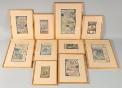 A QUANTITY OF FRAMED INDIAN MINIATURE PAINTINGS, depicting various subjects, various sizes, all
