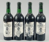 WARRES VINTAGE PORT, 1970. 4 BOTTLES. labels worn.