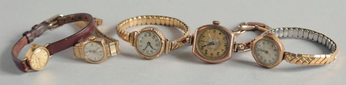 FIVE LADIES’ WRISTWATCHES.