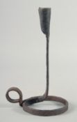 AN EARLY IRON CANDLESTICK. 10ins high.