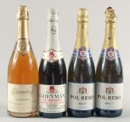 POL REMY SPARKLING WINE, 2 BOTTLES together with 2 other bottles. (4).