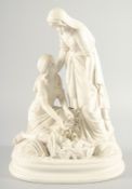 A LARGE PARIAN PORCELAIN CLASSICAL GROUP depicting the discovery of Moses in the bulrushes.