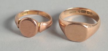 TWO 9CT GOLD GENTLEMAN'S RINGS. 12gms.