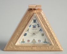 A TRIANGULAR SILVER MASONIC WATCH.